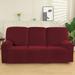 8-piece Recliner Cover with Pockets Stretch Recliner Chair Slipcover Velvet Plush Fabric Couch Furniture Covers Burgundy