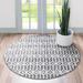 Rugs.com Lattice Trellis Collection Rug â€“ 8 Ft Round Gray Low-Pile Rug Perfect For Kitchens Dining Rooms