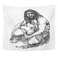 UFAEZU Ancient Age Primitive Man Neanderthal Graphic Sketch Anatomy Anthropology Wall Art Hanging Tapestry Home Decor for Living Room Bedroom Dorm 60x80 inch