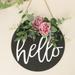 Welcome Sign Hello Front Door Round Wood Sign Hanging Welcome Sign for Farmhouse porch Spring Front Door Decoration