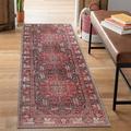 Bohemian Oriental Floral Medallion and Nature Polyester Indoor Runner Rug 2.6 x 7.6 Garnet Red by Blue Nile Mills