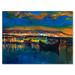 Designart Two Little Boats In The VIllage Harbor Ar Night Nautical & Coastal Canvas Wall Art Print