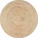 Ripaz Vogue Natural Jute Rug Beige Round Braided Jute Area Rug