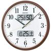 Seiko Clock Wall Clock 01: Brown Metallic 01: Diameter 35cm Radio Analog Calendar Temperature Humidity Display BC405B