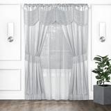 Woven Trends Halley 6 Piece Window Curtain Set Victorian Style Curtains 63 Inches Long Window In A Bag Curtain and Valance Set for Living Room and Bedroom Rod Pocket 56 x 84 Silver