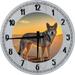 Large Wood Wall Clock 24 Inch Round Wolf Wall Art Grey & White Wild Wolf Sunrise Sunset Mountains Round Small Battery Operated Gray