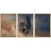 wall26 - 3 Piece Framed Canvas Wall Art - Beautiful Black Stallion Run in Desert Dust Against Sunset Sky - Modern Home Art Stretched and Framed Ready to Hang - 16 x24 x3 Natural