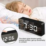 Vikakiooze Digital Alarm Clock Big Screen LED Bedside Alarm Clock Mirror Clock Snooze