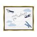 Stupell Industries Never Stop Exploring Airplanes Metallic Gold Framed Floating Canvas Wall Art 16x20 by Sweet Pea Studio