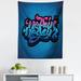 Fitness Tapestry No Pain No Gain Words Graffiti Style Typography Gym Training Fabric Wall Hanging Decor for Bedroom Living Room Dorm 5 Sizes Blue Pink Pale Blue by Ambesonne