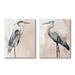 Stupell Industries Beautiful Heron Birds Standing Watercolor Painting Gallery-Wrapped Canvas Print Wall Art Set of 2 16x20 by Stellar Design Studio
