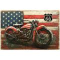 Empire Art Direct 48 x 32 in. Route 66 Motorcycle Hand Painted Rugged Wooden Blocks Wall Sculpture 3D Metal Wall Art