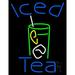 Iced Tea With Glass LED Neon Sign 19 x 15 - inches Clear Edge Cut Acrylic Backing with Dimmer - Bright and Premium built indoor LED Neon Sign for restaurant window and interior decor.