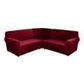 CJC 5 Seat Velvet Recliner Sofa Covers 3-Piece Corner Sofa Covers L-Shaped Sectional Couch Slipcovers Stretch Furniture Protector Wine Red