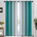 Yakamok Grommet Light Blocking Teal Blackout Ombre Curtains Room Darkening Window Drapes for Bedroom/Living Room Blackout 52x95 inches 2 Panels