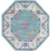 Rugs.com Paragon Collection Rug â€“ 6 Ft Octagon Aqua Medium-Pile Rug Perfect For Living Rooms Kitchens Entryways