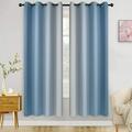 Goory Single Curtain Panel Eyelet Ring Top Blackout Window Curtain Thermal Insulated Room Darkening Curtain Gradient Color Window Drape For Living Room Bedroom Light Blue W:54 x L:63