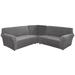 CJC 7 Seat Velvet Recliner Sofa Covers 3-Piece Corner Sofa Covers L-Shaped Sectional Couch Slipcovers Stretch Furniture Protector Gray