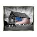 Stupell Industries Black and White Farmhouse Barn American Flag Luster Gray Framed Floating Canvas Wall Art 16x20 by James McLoughlin