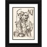 Lovis Corinth 13x18 Black Ornate Wood Framed Double Matted Museum Art Print Titled - The Artist and Death - II (The Artist and Death II) (1916)