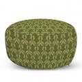 Damask Pouf Cover with Zipper Floral Theme Victorian Motifs Along Royal Flowers Pattern Antique Art Soft Decorative Fabric Unstuffed Case 30 W X 17.3 L Olive Green and Khaki by Ambesonne