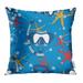 ARHOME Diving Equipment and Sea Stars Colorful Overlapping with Scuba Mask Pillow Case Pillow Cover 20x20 inch Throw Pillow Covers