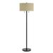 Metal Body Floor Lamp with Fabric Drum Shade & Pull Chain Switch Black