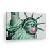 Smile Art Design New York City Masterpiece Statue of Liberty Pink Bubble Gum Art CANVAS PRINT Famous Statues Wall Art Home Decor Stretched Ready to Hang Made in USA 15x22
