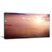 Design Art Pink Sky Over Dark Beach at Sunset Large Seashore Photographic Print on Wrapped Canvas