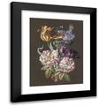 Anonymous 15x18 Black Modern Framed Museum Art Print Titled - Flower Containers with Roses (Pink) Tulip (Tulipa) Poppy Seeds (Papaver) and Other Flowers with Admiral (Approx. 1770)