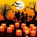 Limei 6 Pack Orange Halloween Candles LED Flickering Flameless Tealights Battery Operated LED Candles Long Lasting Tea Light for Pumpkin Lantern Holiday Party Home Decoration