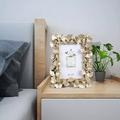 Happy Date Resin Picture Frame Vintage Ginkgo Leaves Vertical Decorative Picture Photo Frame Stand Holder for Home Office Bedroom Table Desk Display