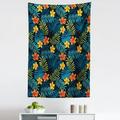 Dark Floral Tapestry Into the Tropical Night Exotic Smell of Flowers Illustration Fabric Wall Hanging Decor for Bedroom Living Room Dorm 5 Sizes Night Blue Orange and Apricot by Ambesonne