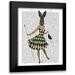 Fab Funky 12x14 Black Modern Framed Museum Art Print Titled - Rabbit in Black White Dress