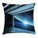 Outer Space Decor Throw Pillow Cushion Cover Interstellar Airlock Shuttle Runway Gate Journey to Stars Invasion View Decorative Square Accent Pillow Case 20 X 20 Inches Blue Gray by Ambesonne