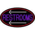 Purple Restrooms And Arrow Oval With Red Border LED Neon Sign 20 x 37 - inches Clear Edge Cut Acrylic Backing with Dimmer - Bright and Premium built indoor LED Neon Sign for Bar decor.