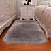 Yannee Luxury Artificial Wool Sheepskin Fur Carpet Ultra Soft Fluffy Rugs Area Rug for Bedroom Bedside Living Room Carpet Nursery Washable Floor Gray