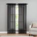 Baywell Black Semi Sheer Curtains 78 Inches Long for Living Room - Linen Look Bedroom Rod Pocket Voile Drapes 39 by 78 Inch