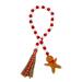 Christmas Wooden Bead Tassels Ornaments with Gingerbread Man Natural Beads Garland for Christmas Hanging Decoration Christmas Tree Decorations