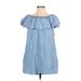 Zara Casual Dress - Shift Boatneck Short sleeves: Blue Solid Dresses - Women's Size X-Small