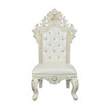 ACME Furniture Adara Tufted Side Chairs in White & Antique White Faux Leather/Wood/Upholstered in Brown/White | 57 H x 28 W x 31 D in | Wayfair