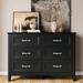 Mize 6 Drawer 47.3" W Double Dresser Wood in Black Laurel Foundry Modern Farmhouse® | 33.4 H x 47.3 W x 15.7 D in | Wayfair