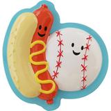 The Holiday Aisle® Hotdog Baseball Ballpark Hanging Figurine Ornament Ceramic/Porcelain in Blue/Red/White | 3 H x 4 W x 1 D in | Wayfair