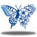 Rosalind Wheeler Analisse Floral Butterfly Wall Décor Metal in White/Blue | 36 H x 36 W x 0.01 D in | Wayfair D3672417934B44D78FDE45AB5857AC18