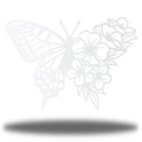 Rosalind Wheeler Analisse Floral Butterfly Wall Décor Metal in White | 18 H x 18 W x 0.01 D in | Wayfair 556C6F1C2254458D848FDDF439A3BE98