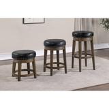 Red Barrel Studio® Brevoort Swivel Stool Faux Leather/Wood/Upholstered/Leather in Black/Brown | 18 H x 18 W x 18 D in | Wayfair