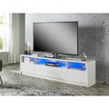 Ivy Bronx Bayern TV Stand w/ Lights Sound Bar Shelf for TVs up to 88" Wood in White | 21 H x 78 W x 15.74 D in | Wayfair