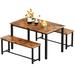 17 Stories 4 - Person Dining Set Wood/Metal in Brown | 28.7 H x 28.7 W x 47 D in | Wayfair 3511BB455BD64D38AC5EAEA3F1547D32