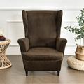 Mercer41 2-Pieces Stretch Wing Chair Covers Soft Velvet Stretch Slipcovers Velvet in Brown | 0 D in | Wayfair FB9E28ABB3544608A9B40A3745F4105A