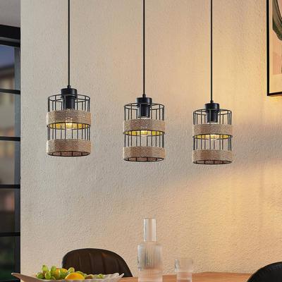 Hängelampe Espinia Lindby, dimmbar, schwarz, für Wohn- / Esszimmer, Metall, Modern, Pendelleuchte Image